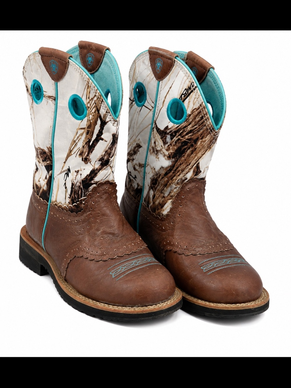 Ariat Fatbaby Camo Turquoise Western Cowgirl Boots Brown Women’s 7B 10009503